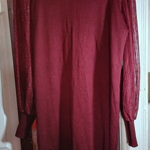 Elegant Burgundy Long Sleeve Sweater Dress